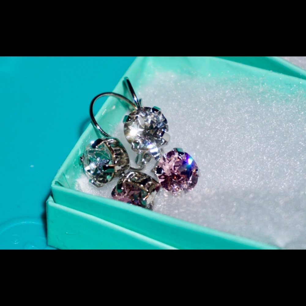 Handmade 8mm Double Drop Swarovski Earrings NWT